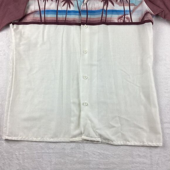 Desica Shirt Men’s Medium Short Sleeve Hawaiian Purple Palm Trees Lightweight - Picture 8 of 11